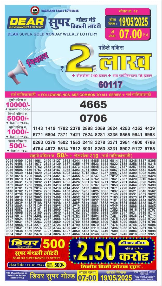 Dear Lottery Chart 2024