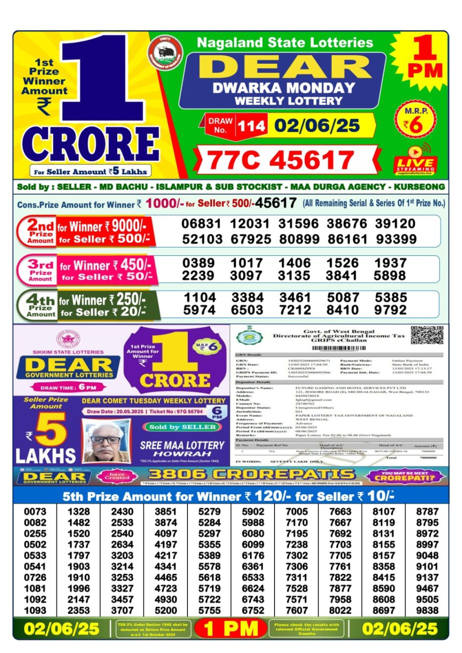 Dear Lottery Chart 2024