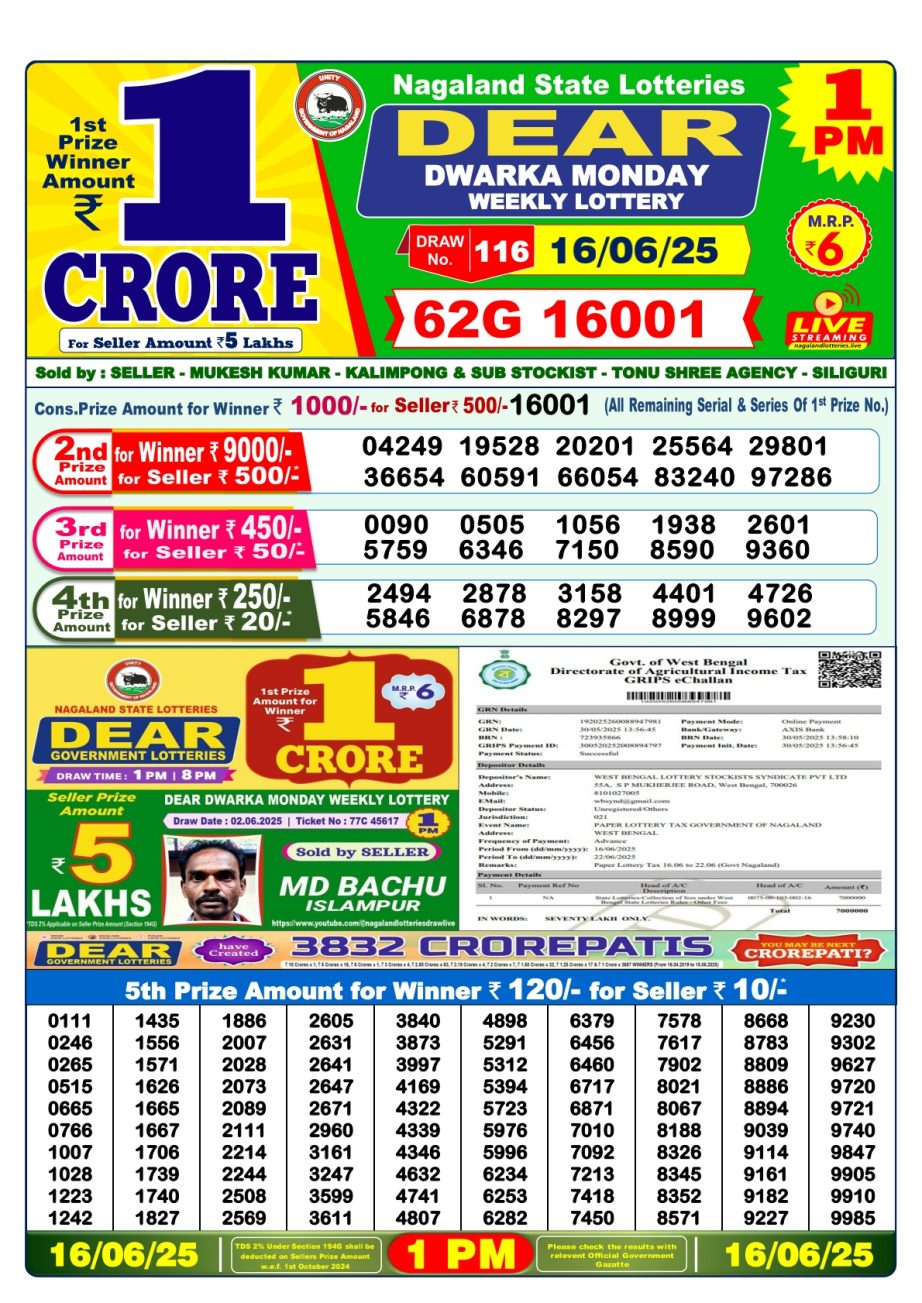 Dear Lottery Chart 2024