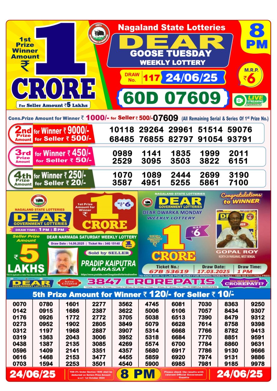 Dear Lottery Chart 2024