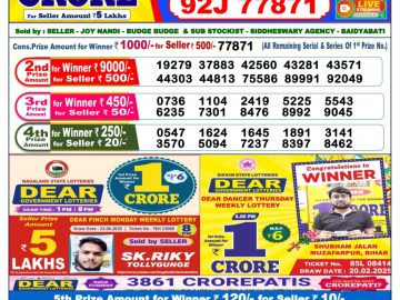 Dear Lottery Chart 2024