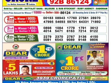 Dear Lottery Chart 2024